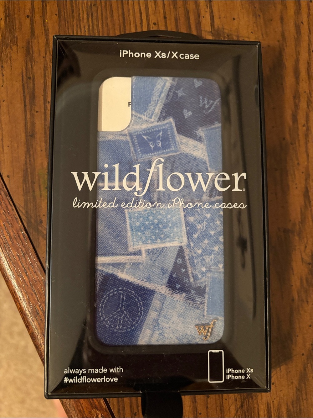 Wildflowers iPhone X/Xs Case Blue Patchwork Denim Design